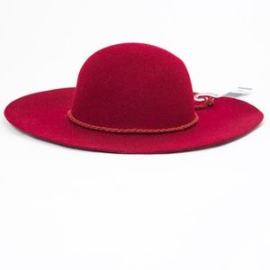 100% wool classic large brim winter hat dark red burgundy OSFM Scala Pronto